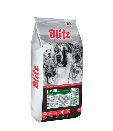 Blitz sensitive сухой корм с курицей для пожилых собак всех пород