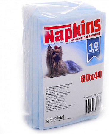 Впитывающие пеленки NAPKINS для собак 60*40, 10шт.