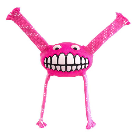 Игрушка для собак rogz flossy grinz с принтом &quot;зубы&quot; и пищалкой розовая