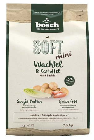 Bosch soft mini полувлажный корм с перепелкой и картофелем для собак маленьких пород