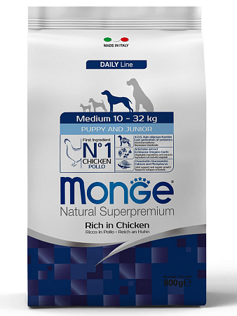 Monge dog daily line medium сухой корм из курицы для щенков средних пород