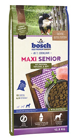 Bosch maxi senior сухой корм с птицей и рисом для пожилых собак