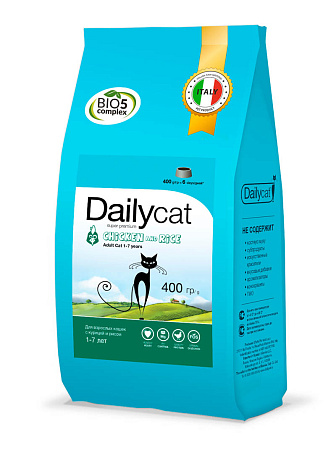 Dailycat adult сухой корм с курицей и рисом для взрослых кошек