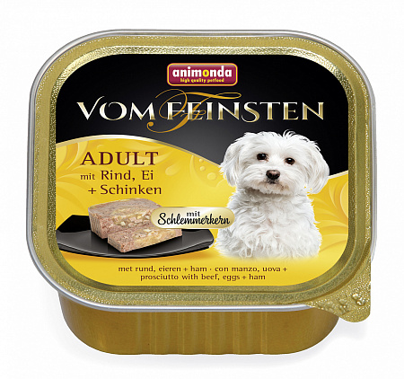 Animonda vom feinsten with gourmet center dog консервы с говядиной, яйцом и ветчиной для собак
