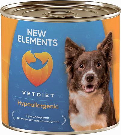 New Elements VETDIET Hypoallergenic Диетический консервированный корм для собак «Паштет из морской рыбы и мяса» при аллергиях и дерматитах различного происхождения