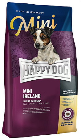 Happy dog mini ireland полнорационный сухой корм для взрослых собак мелких пород при проблемах с кожей и шерстью