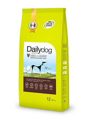 Dailydog adult medium large сухой корм с олениной и кукурузой для взрослых собак средних и крупных пород