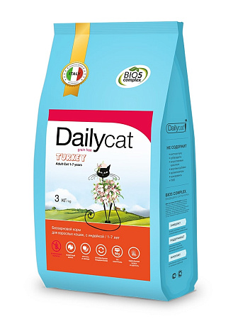 Dailycat grain free adult сухой беззерновой корм с индейкой для взрослых кошек