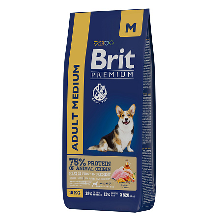 Brit Premium Dog Puppy and Junior Medium для щенков и молодых собак средних пород с курицей