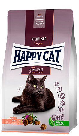 Happy cat sterilised сухой корм с атлантическим лососем для стерилизованных кошек