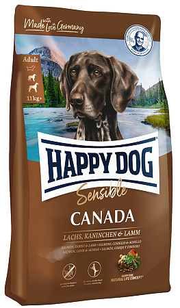 Happy dog canada полнорационный беззерновой сухой корм для взрослых собак средних и крупных пород c пищевой непереносимостью
