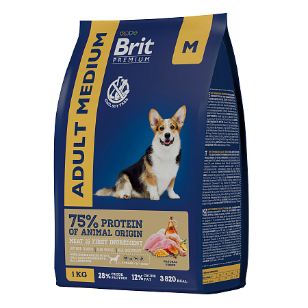 Brit Premium Dog Adult Medium для взрослых средних пород с курицей