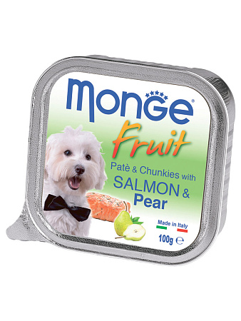 Monge dog fruit влажный корм с лососем и грушей для собак