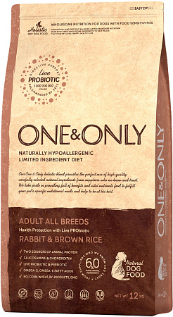 One&only сухой корм с кроликом и рисом для взрослых собак всех пород