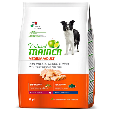 Trainer Natural сухой корм с индейкой, курицей и рисом для взрослых собак средних пород