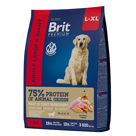 Brit Premium Dog Adult Large and Giant для взрослых крупных и гигантских пород с курицей