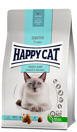 Happy cat sensitive magen & darm сухой корм с уткой для взрослых кошек с чувствительным пищеварением