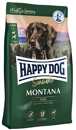 Happy dog montana полнорационный монобелковый сухой корм для взрослых собак средних и крупных пород c пищевой непереносимостью