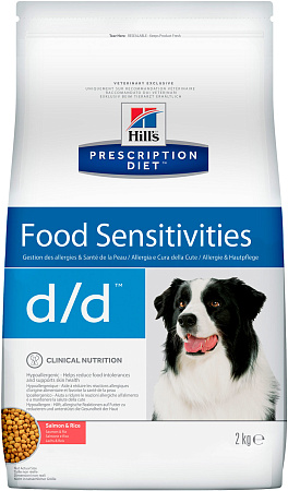 Hill's prescription diet d/d food sensitivities сухой корм для собак с лососем и рисом при пищевой аллергии
