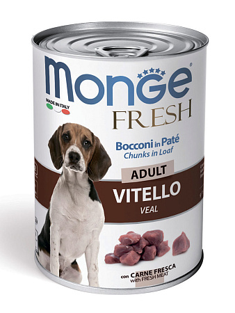 Monge dog fresh chunks in loaf влажный корм мясной рулет из телятины для взрослых собак