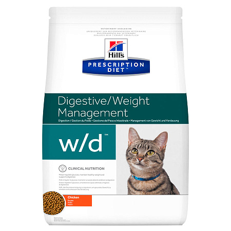 Hill's prescription diet w/d digestive/weight management сухой корм для кошек с курицей для оптимального веса и здоровья при сахарном диабете
