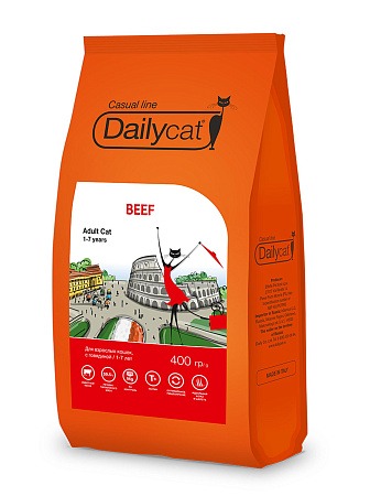 Dailycat casual line adult сухой корм с говядиной для взрослых кошек