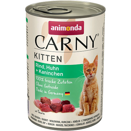 Animonda carny консервы с говядиной курицей и кроликом для котят