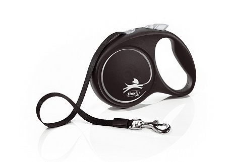 Flexi black design рулетка-ремень черная для собак