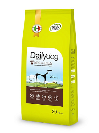 Dailydog adult medium large сухой корм с олениной и кукурузой для взрослых собак средних и крупных пород