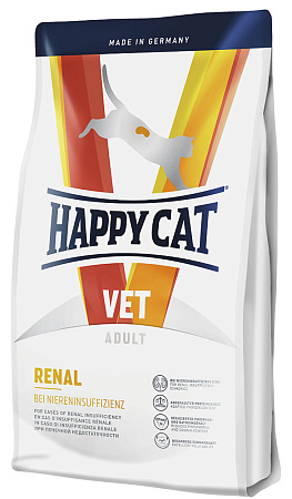 Happy cat veterinary renal сухой диетический корм при заболеваниях почек различной этиологии для взрослых кошек
