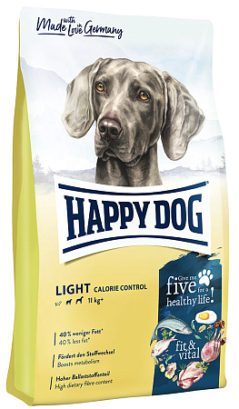 Happy dog light calorie control полнорационный сухой корм для собак средних и крупных пород с избыточным весом