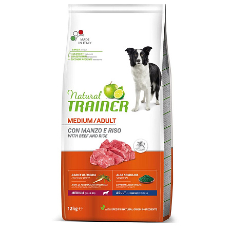 Trainer Natural сухой корм с говядиной и рисом для взрослых собак средних пород