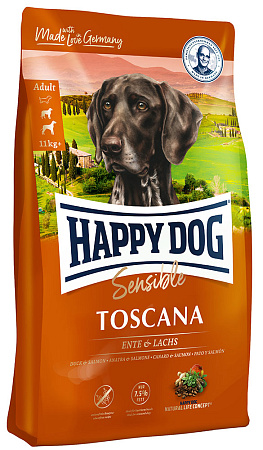 Happy dog toscana полнорационный сухой корм для собак с пониженной активностью, привередливых собак и собак с чувствительным пищеварением