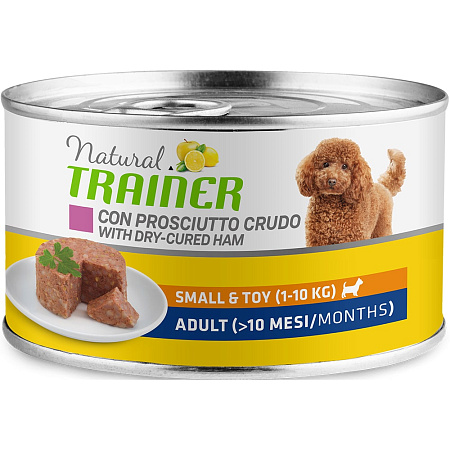 Консервы Trainer Natural для собак мелких пород с сыровяленой ветчиной и рисом