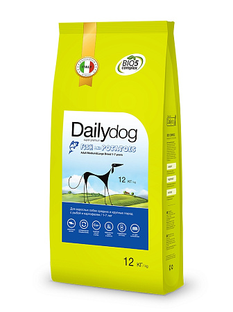 Dailydog adult medium сухой корм с рыбой и картофелем для взрослых собак средних и крупных пород