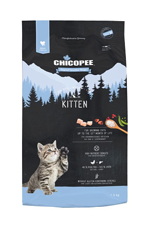 Chicopee hnl cat kitten сухой корм для котят и кормящих кошек с мясом птицы