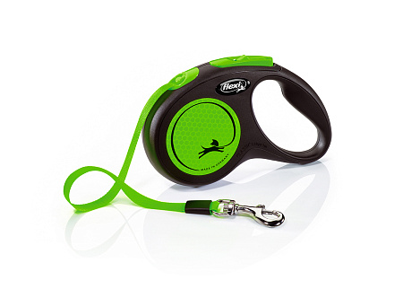 Flexi new neon рулетка-ремень светоотражающая для собак, зеленая