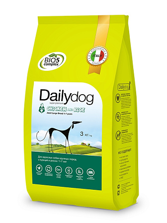 Dailydog adult large breed сухой корм с курицей и рисом для взрослых собак крупных пород