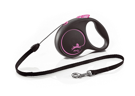 Flexi black design рулетка-трос розовая для собак