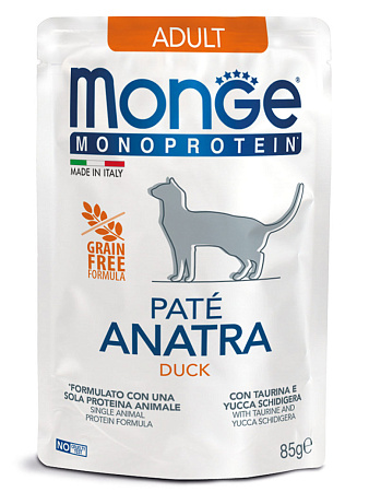 Monge cat monoprotein влажный монопротеиновый корм из утки для взрослых кошек