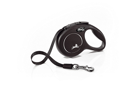 Flexi new classic рулетка-ремень черная для собак