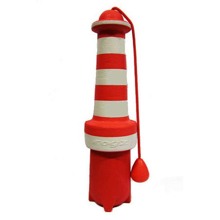 Игрушка для собак rogz lighthouse маяк из литой резины красно-белый - 250 мм