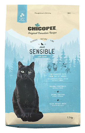 Chicopee cnl cat adult sensible сухой корм для кошек с чувствительным пищеварением с ягненком
