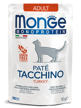 Monge cat monoprotein влажный монопротеиновый корм из индейки для взрослых кошек