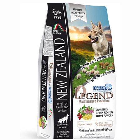 Forza10 legend new zeland сухой беззерновой корм с новозеландским ягненком, олениной и картофелем для собак всех пород