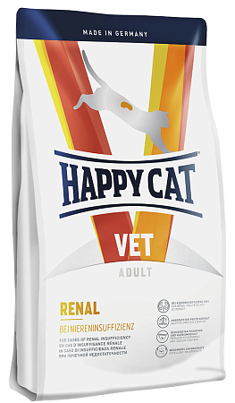 Happy cat veterinary renal сухой диетический корм при заболеваниях почек различной этиологии для взрослых кошек