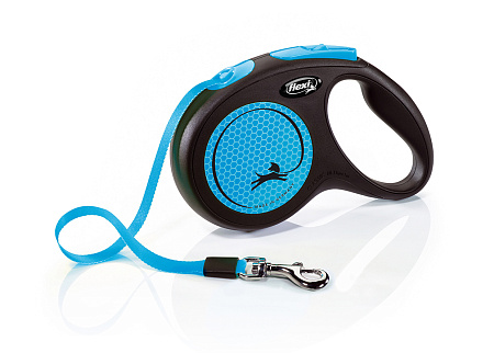 Flexi new neon рулетка-ремень светоотражающая для собак, синяя