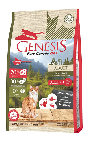 Genesis pure canada my hidden place сухой корм для взрослых кошек с говядиной, ягненком и мясом оленя