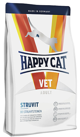 Happy cat veterinary struvit сухой диетический корм для растворения струвитных камней для взрослых кошек