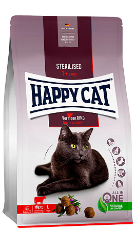 Happy cat sterilised сухой корм с альпийской говядиной для взрослых стерилизованных кошек